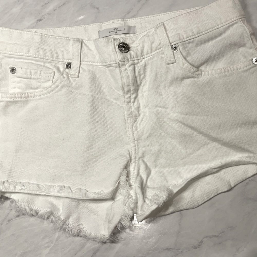 7 For All Mankind White Cutoff Jean Shorts sz 25